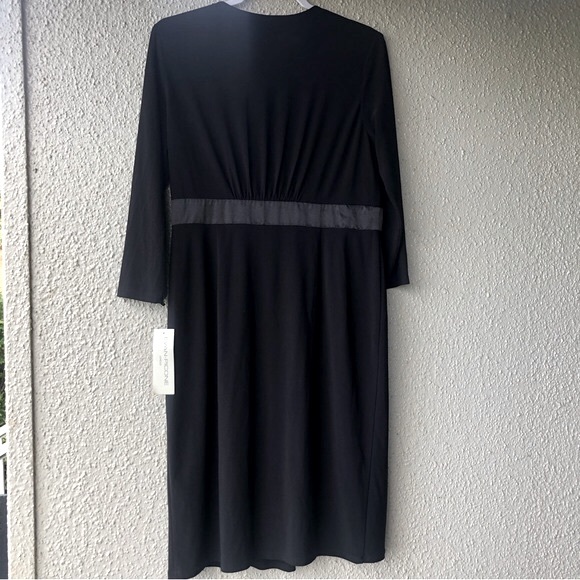 Evan-Picone Black V-Neck Dress gathers in the front size 14 NWT - Picture 3 of 13